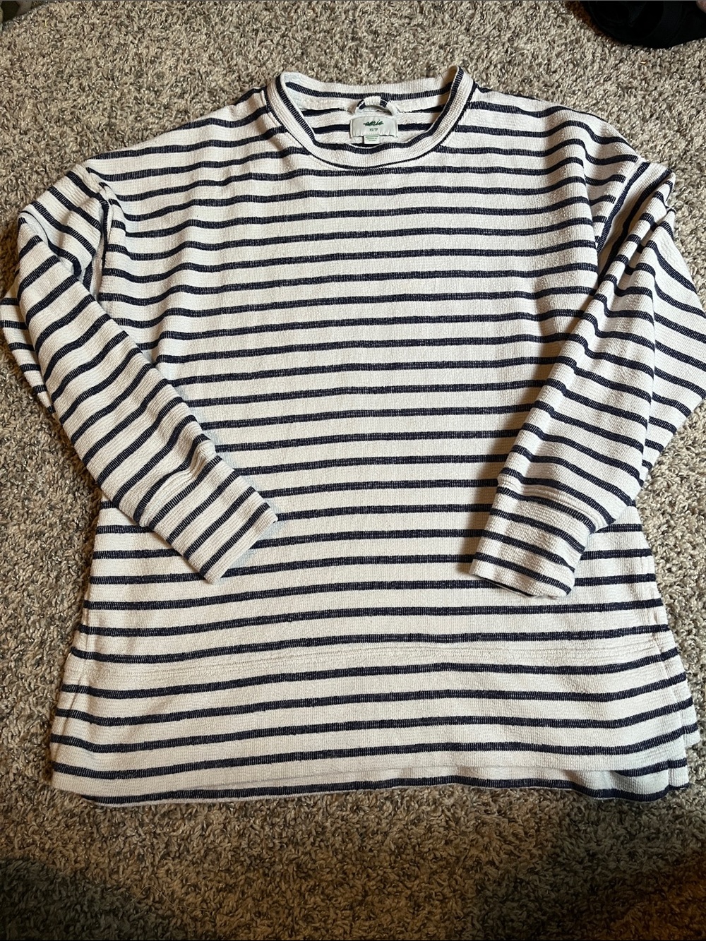 Aerie Striped Navy and Cream Long Sleeve Knit Top